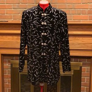 EUC sz XL JBS Ltd black velvet blazer Mandarin collar
